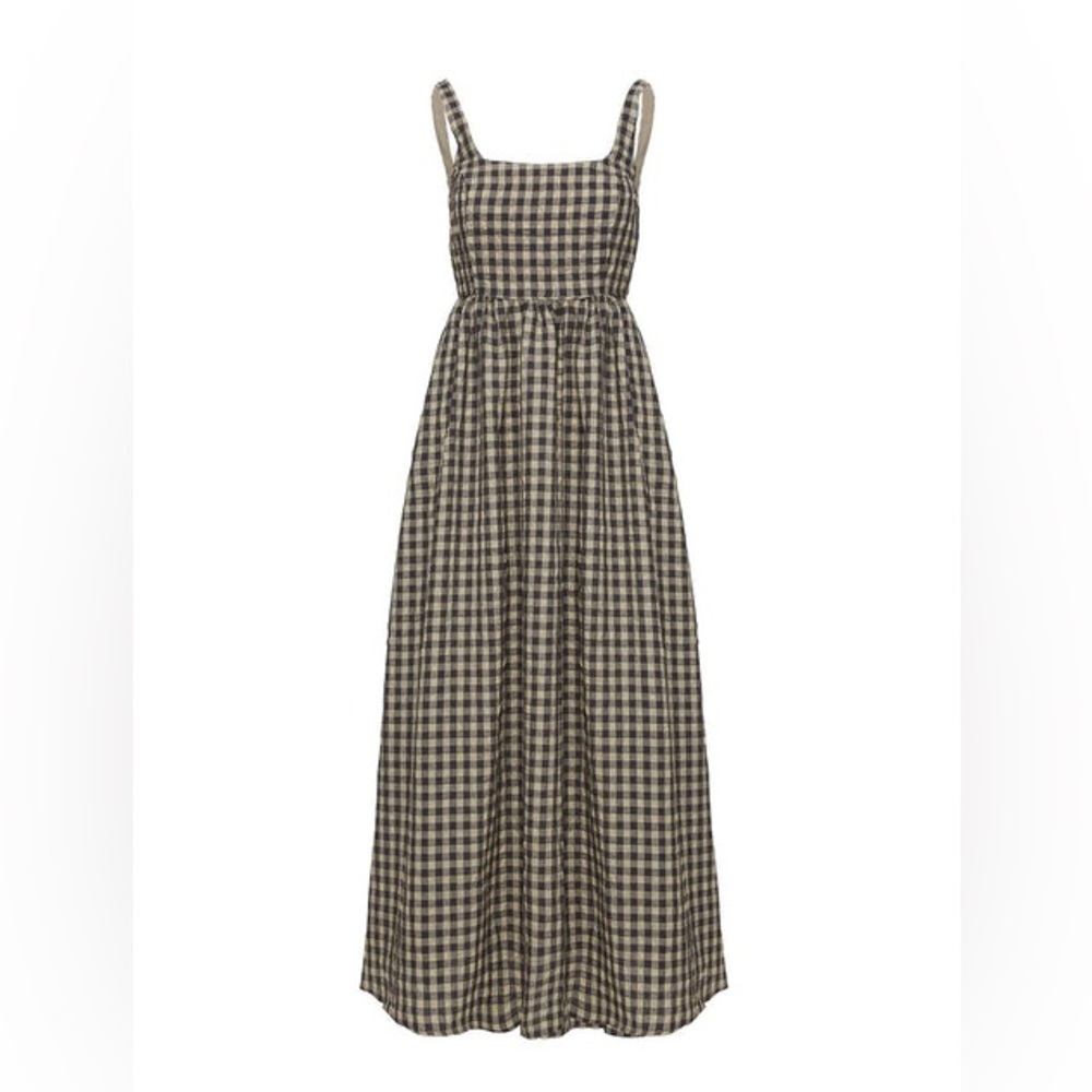 Princess Polly Tan and Black Smocked Cartmel gingham maxi dress